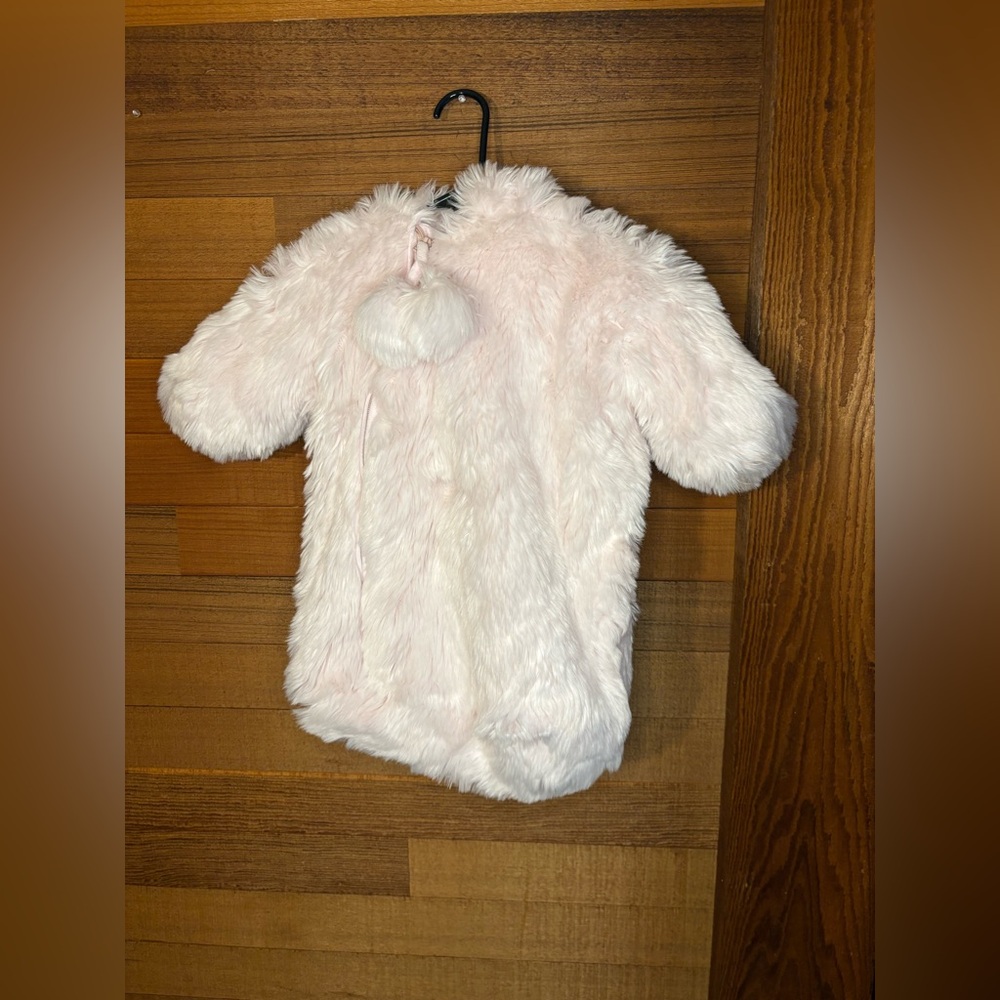 London & Cole Faux Fur Baby Bunting Suit – Soft Blush Pink